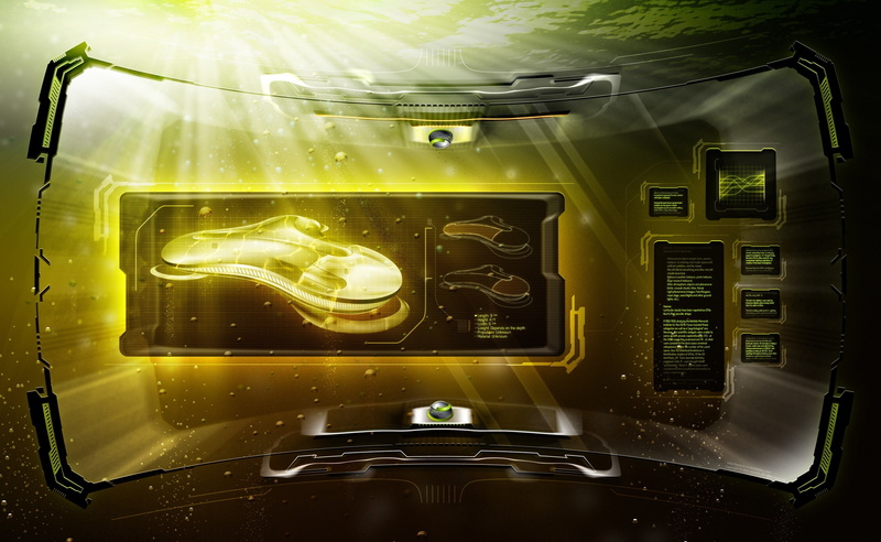 mode of transportation, no people, Screen, close-up, transportation, yellow, motor vehicle, device screen, Underwater, glowing, illuminated, indoors, car interior