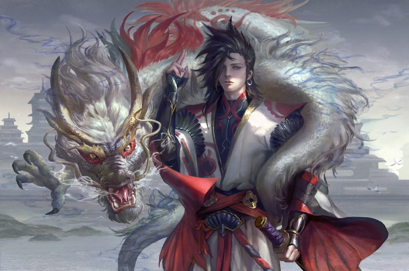 Warrior, Oriental, Dragon, 1080P, Fantasy, Guy