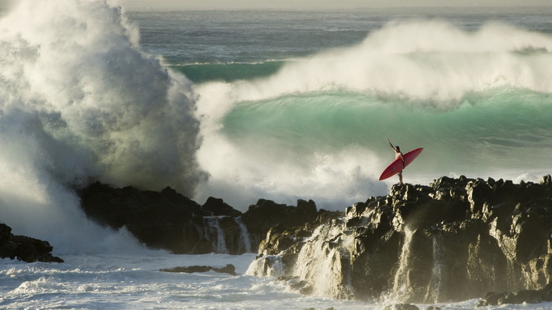 power, flag, sport, solid, landscape, motion, scenics - nature, cliff, surfing, water, flowing, wave, aquatic sport, near, rock - object, waterfall, rock