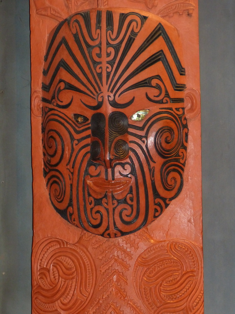 head, art and craft, pattern, metal, native american, rotorua, craft, wall - building feature, maori, art, new zealand, close-up, red, entrance, mask, floral pattern