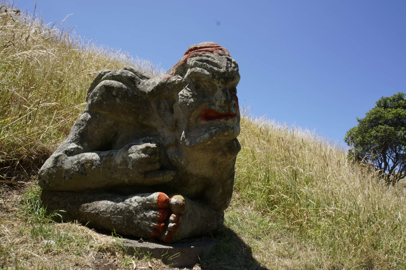 representation, statue, solid, land, art and craft, field, no people, tree, creativity, plant, new zealand, day, maori, grass, nature, 4K, sky, human representation