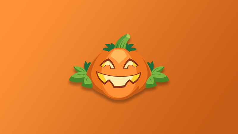 1080P, orange background, digital, pumpkin, Halloween
