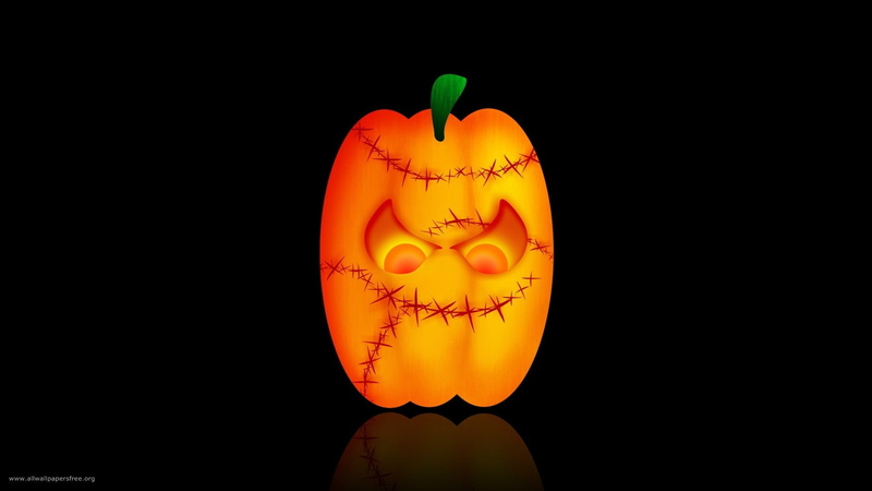 1080P, Halloween, simple background, pumpkin, eyes
