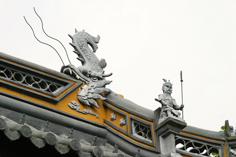 forbidden city, architecture, low angle view, sky, concrete, art and craft, animal representation, building, ornament, religion, history, building exterior