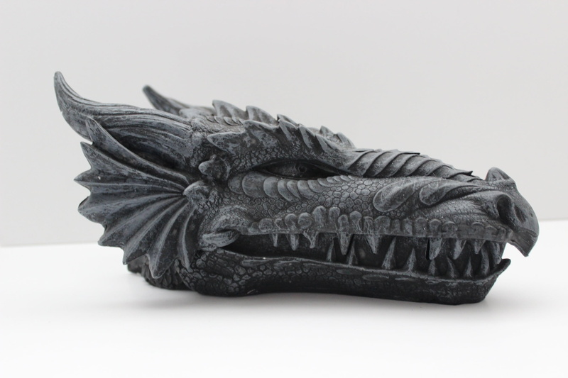 history, head, decor, still life, fantasy, close-up, sculpture, gray, single object, monster, indoors, 2K, cut out, studio shot, mouth open, old, dragon