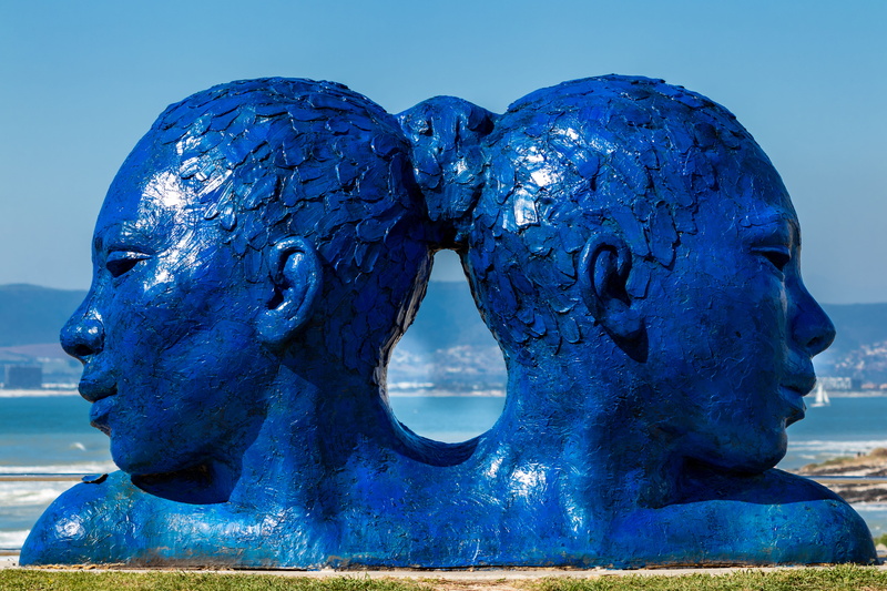 sky, day, religion, architecture, creativity, female likeness, human representation, water, cape town, art and craft, 5K, statue, close-up, male likeness