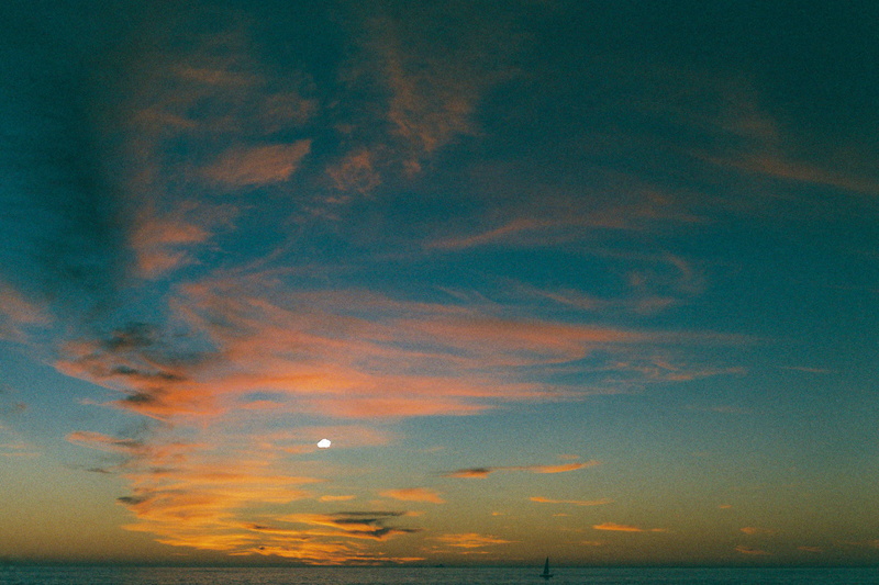 sail, dusk, 2K, film photography, ocean, nature, night, sea point, low angle view, clouds, tranquil scene, beauty in nature, idyllic, tranquility, skyline