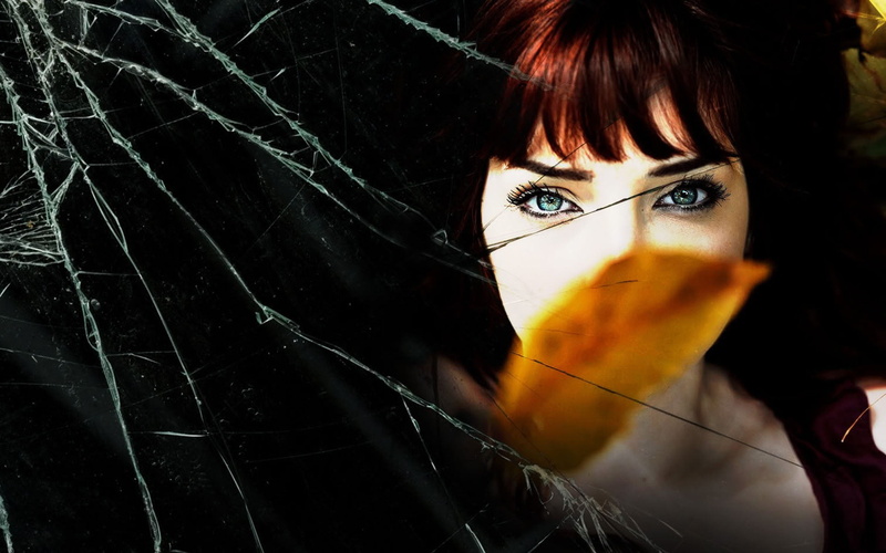 yellow, young women, real people, photo manipulation, headshot, human body part, obscured face, broken, looking at camera, close-up, portrait, redhead