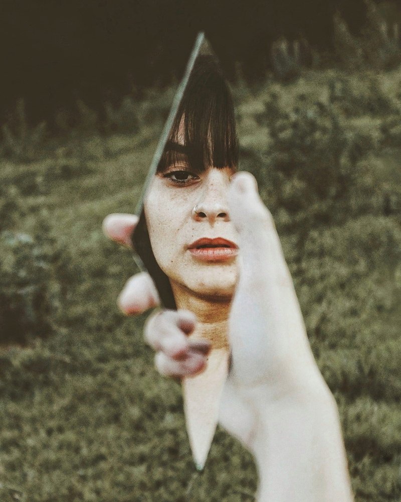 one person, day, broken, woman, front view, model, selective focus, females, leisure activity, focus on foreground, pose, broken glass, adult, aggression