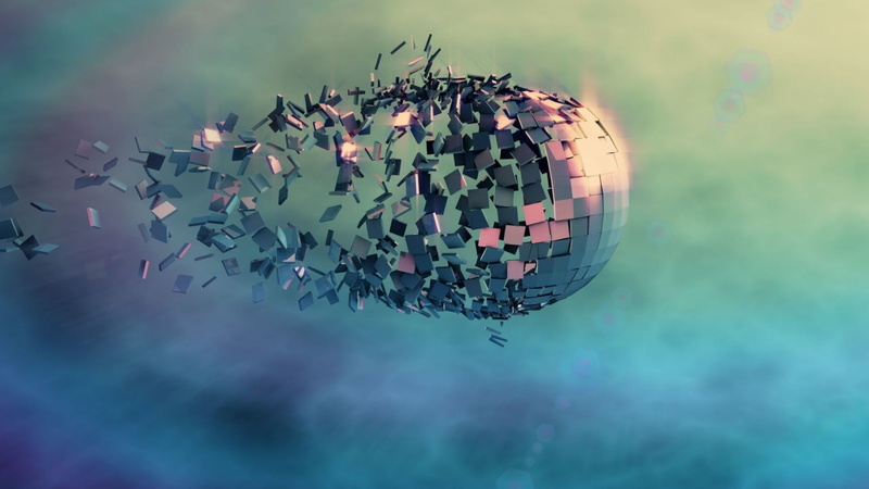 sphere, 1080P, reflection, 3d, digital art, Broken, tiles, Mirror, minimalism