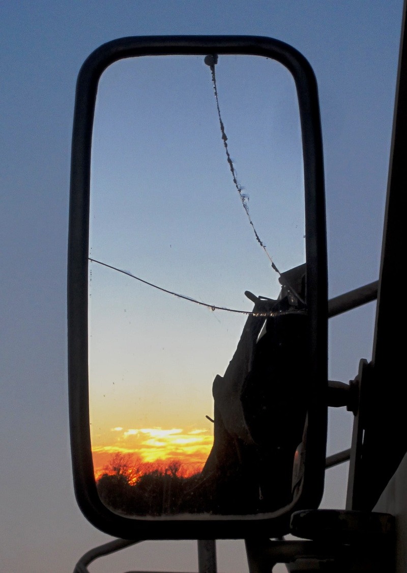 sunset, transportation, window, close-up, silhouette, Cracked, orange color, mode of transportation, land vehicle, Mirror, side-view mirror, nature, 1080P