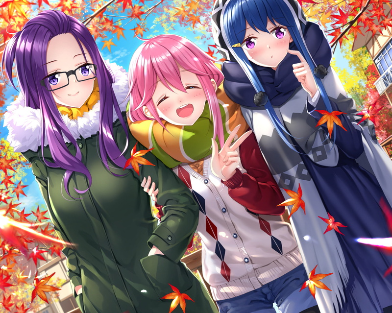 Rin Shima, Nadeshiko Kagamihara, Chiaki Oogaki, Laid-Back Camp, Anime, 1080P