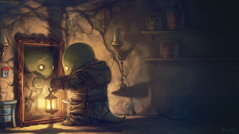 tonberry, video games, mirror, fantasy art, 1080P, Final Fantasy, digital art