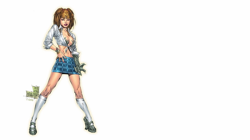 Marc Silvestri, 1080P, casual clothing, full length, hairstyle, beautiful people, Joe Weems, studio shot, shorts, one person, standing, young women, hair