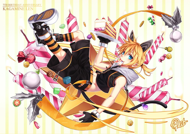 720P, high, shorts, hood, len, knee, vocaloid, black, kagamine, socks