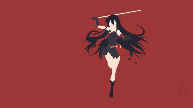 1080P, Belt, Minimalist, Dress, Akame (Akame Ga Kill!), Katana, Weapon, Black Hair, Girl, Akame ga Kill!, Black Dress, Socks, Anime, Long Hair, Glove