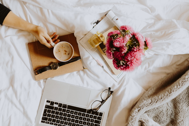 mug, bricks, tray, wireless technology, home, domestic room, home office, coffee, macbook pro, glass, laptop, high angle view, flower, food, drink, macbook