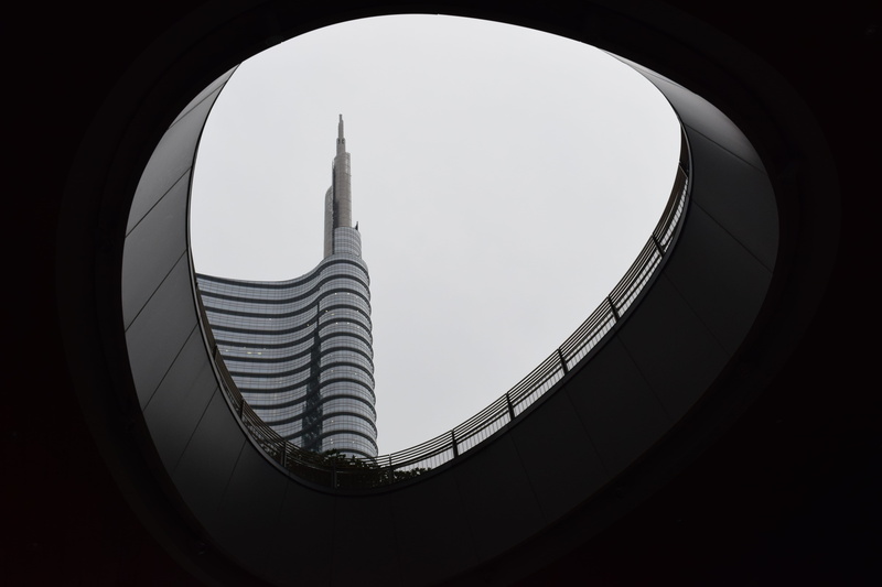 day, city, tower, spiral staircase, s, ceiling, cityscape, high, spiral, building Exterior, directly below, photo, urban, steps and staircases, staircase