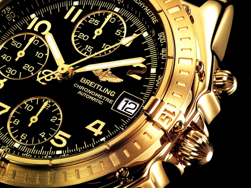 no people, equipment, time, Gold, clock face, technology, wristwatch, personal accessory, gold colored, breitling, 720P, colored, Watch, close-up, minute hand
