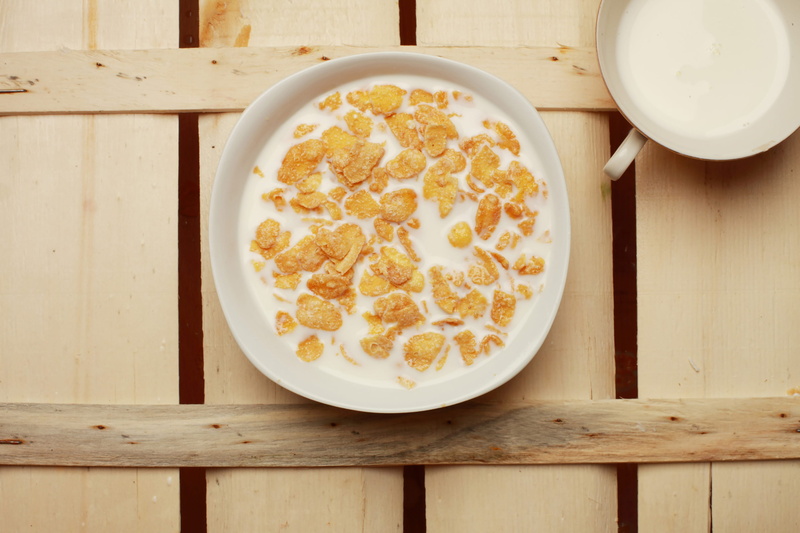 table knife, drink, wellbeing, ready-to-eat, meal, cereal, close-up, milk, indoors, bowl, high angle view, kitchen utensil, freshness, healthy eating, no people