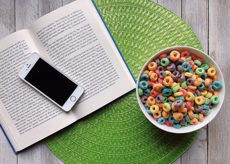 publication, green color, sweet food, breakfast, indoors, 2K, rainbow, no people, candy, still life, fruit loops, temptation, technology, high angle view