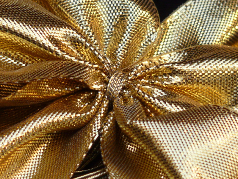 material, backgrounds, decoration, studio shot, textile, full frame, gift tape, Gold, pattern, ornament, close-up, tied bow, gift, luxury, bow, ribbon