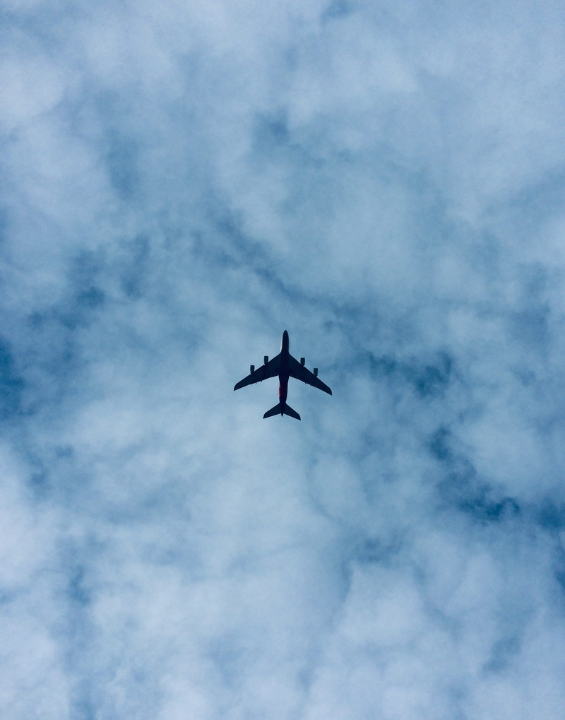 transportation, aircraft, nature, no people, directly below, wings, mode of transportation, on the move, 2K, silhouette, clouds, low angle view, outdoors