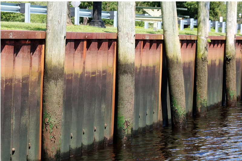 rust, tree, nature, plant, bridge, bolts, steel, showing, bridge - man made structure, connection, piling, bulkhead, lake, fence, reflection, built structure
