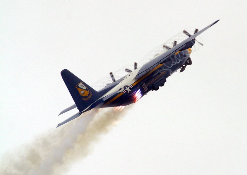 airshow, sky, cargo, vapor trail, aircraft, airplane, c-130, blue angels, speed, hercules, fighter Plane, military airplane, side view, military, flight