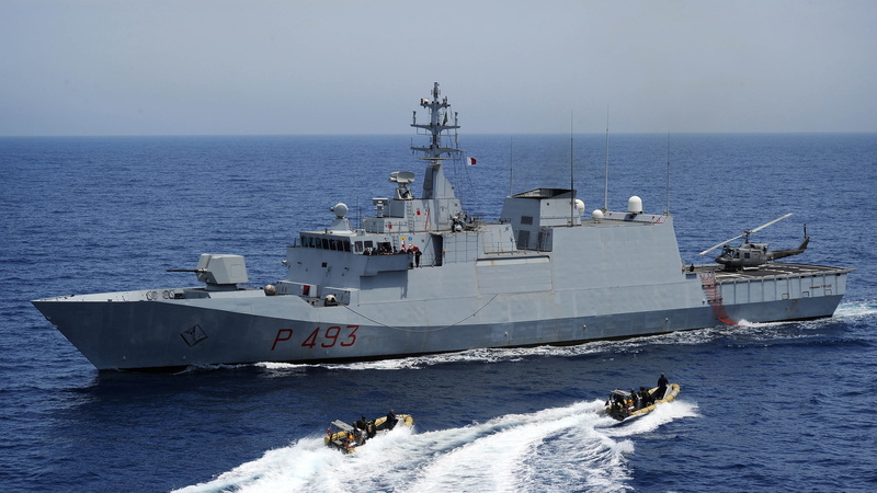4K, warship, corvette, Italian Navy, Comandante Foscari, boat, Germany, Saar, military ship, gray