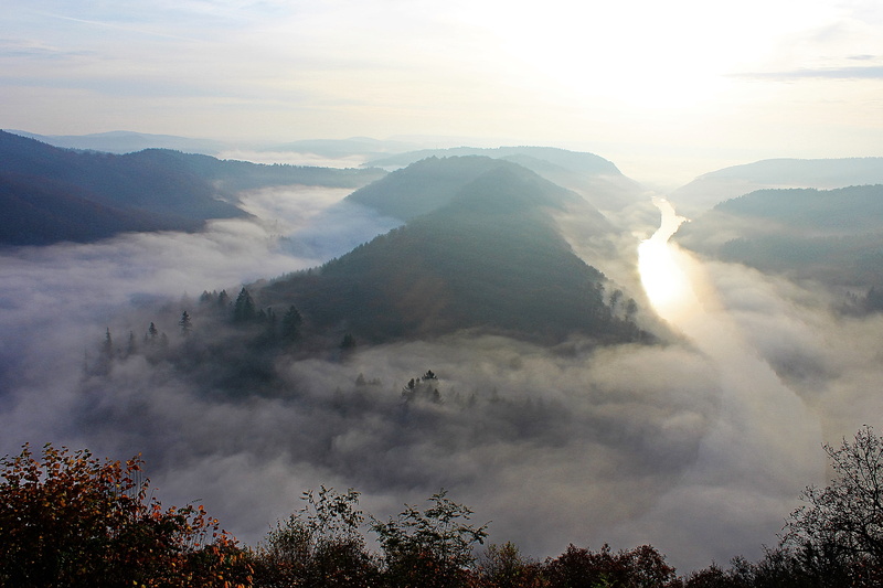 saarland, mountain range, autumn, saar loop, idyllic, cloef, foresight, color, no people, outlook, morning mist, fog, morgenstimmung, valley, tranquil scene