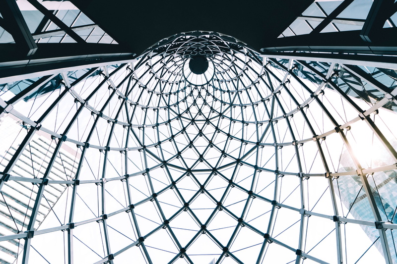 finance, built structure, bangkok, thailand, minimal, architecture and art, dome, spiral, complex, pattern, metal, structuree, clean, steel, sterile, day