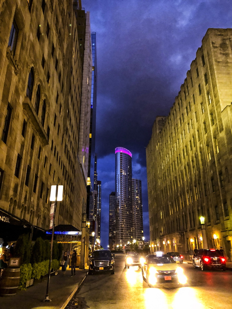 road, the magnificent mile association, sky, city street, architecture, 4K, transportation, illuminated, motor vehicle, outdoors, street, building, tall - high