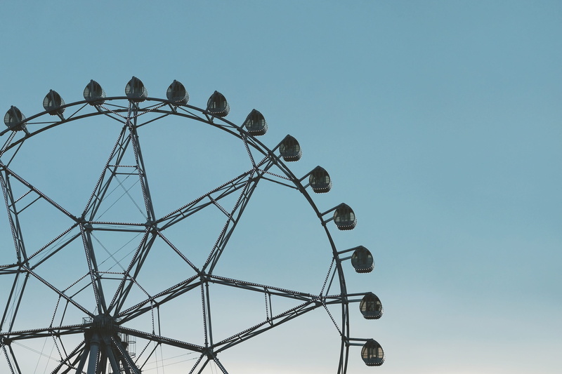 fair, low angle view, architecture, ombre, blue, outdoor, circle, spin, park, 2K, happy, round, silhouette, shape, Park, arts culture and entertainment