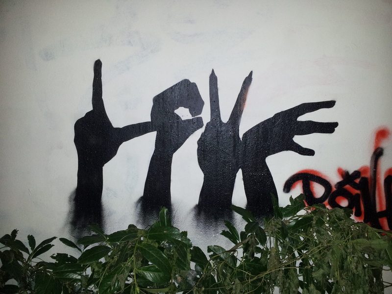 declaration of love, art and craft, no people, street art, halloween, sprayer, 2K, close-up, hamburg, western script, wall - building feature, outdoors