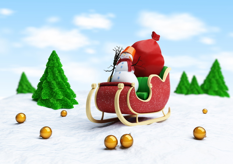 snow, Sack of toys, new year, bag of toys, sleigh, 5K, tree snowman, santa claus sleigh, broom, Santa Claus, christmas tree snowman, merry Christmas