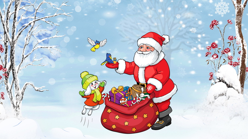 snow, winter, sack, christmas, 4K, santa claus, xmas, illustration