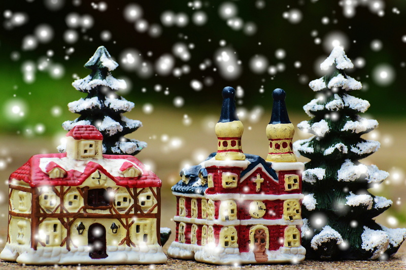 tree, covered, holiday, ceramic, christmas village, funny, celebration, festival, winter, trees, celebrate, church, december, advent, snow, gifts, no people
