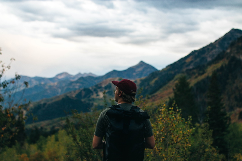 sky, rear view, outdoors, leisure activity, scenics - nature, provo, one person, alpine loop, nature, day, real people, non-urban scene, mountain range