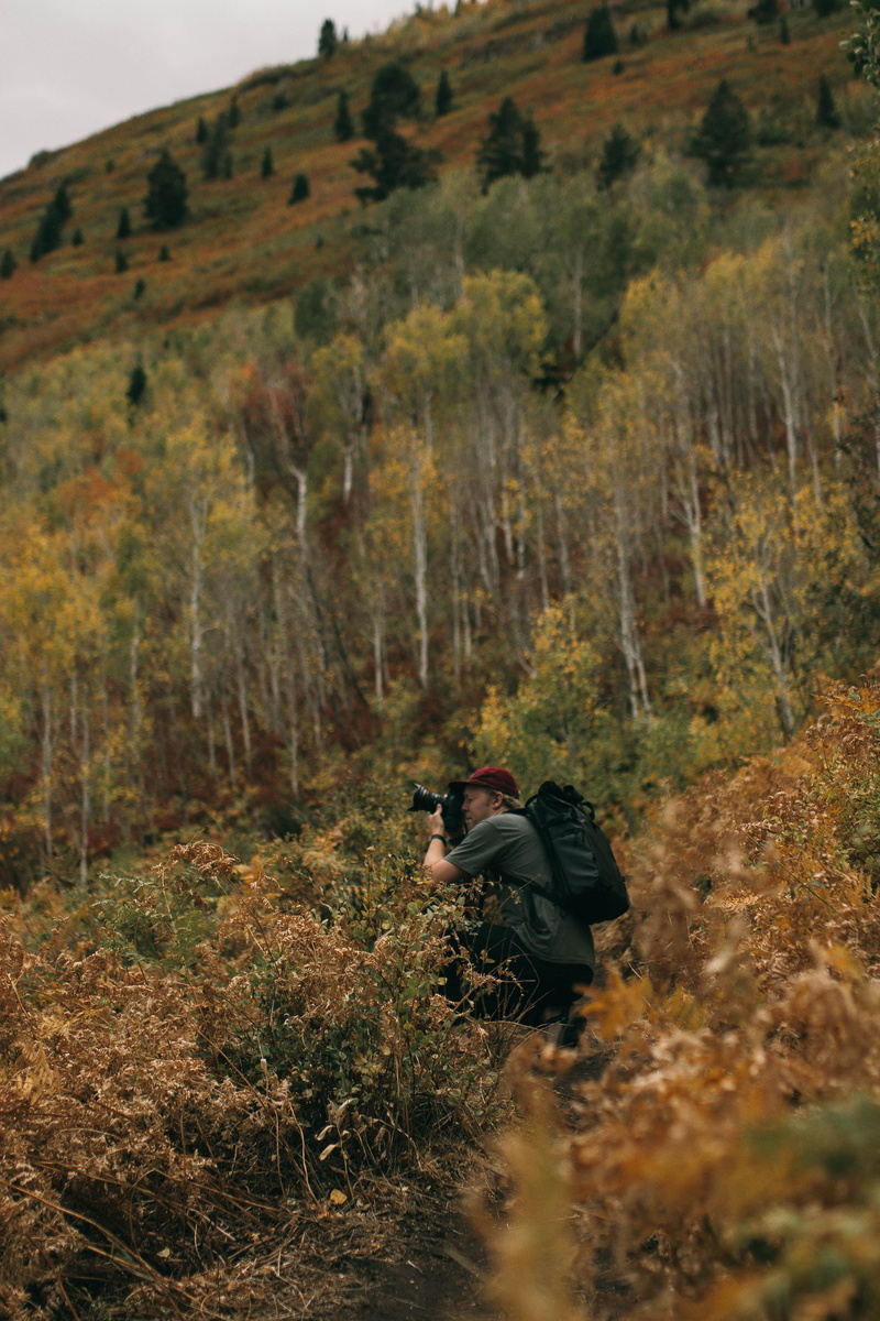 trees, tranquility, alpine loop, outdoors, camera - photographic equipment, field, leisure activities, photography themes, dirt road, people, provo, human