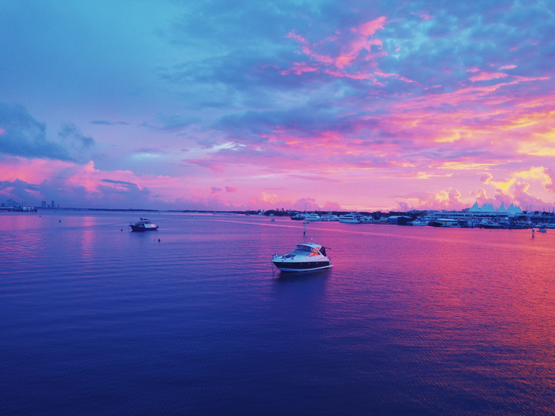 mode of transportation, romantic sky, no people, sunset, water, sea, cloud - sky, outdoors, transportation, nature, 4K, sunrise, gold coast hwy, purple