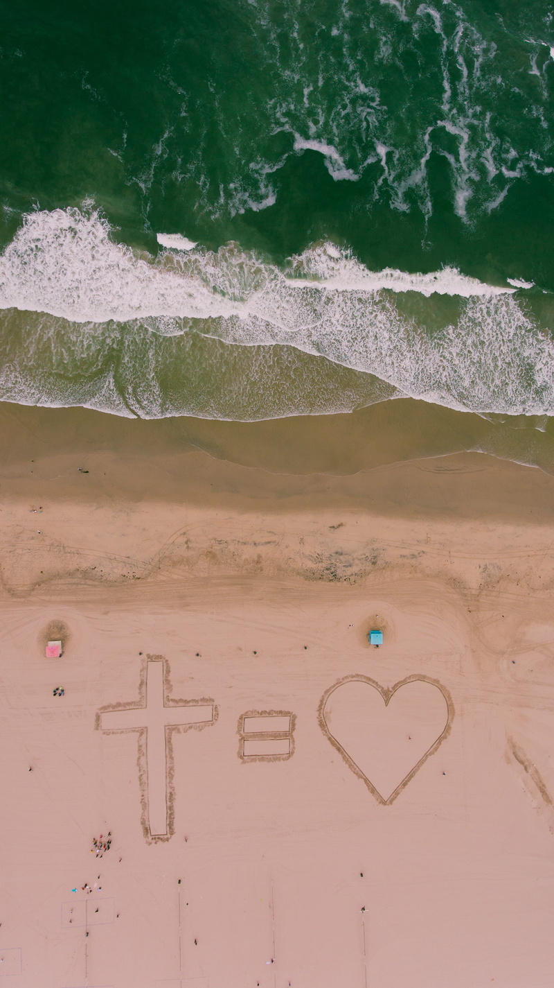 art and craft, aerial view, message, symbol, scenery, wave, sea, beach, 455 pacific coast hwy, cross, day, motion, heart shape, sea waves, huntington beach