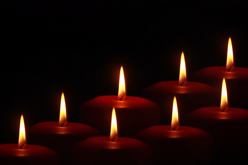 Advent Candles, burning, advent wreath, 4K, darkroom, dark, nature, celebration, orange color, candle, flame, heat - temperature, greeting, lighting equipment