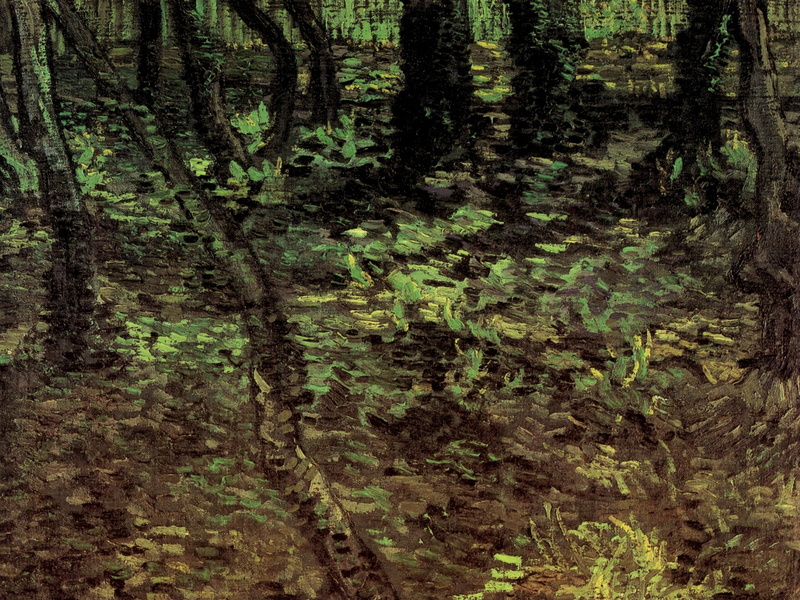 2K, forest, Undergrowth with Ivy, Vincent van Gogh, trees, nature, foliage