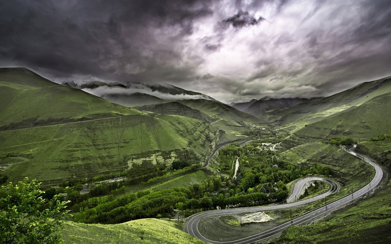 scenics - nature, tree, forest, mountains, 720P, serpentine, mountain Peak, car, nimbus, scenics, plant, street, summer, loop, highway, hill, europe, gray
