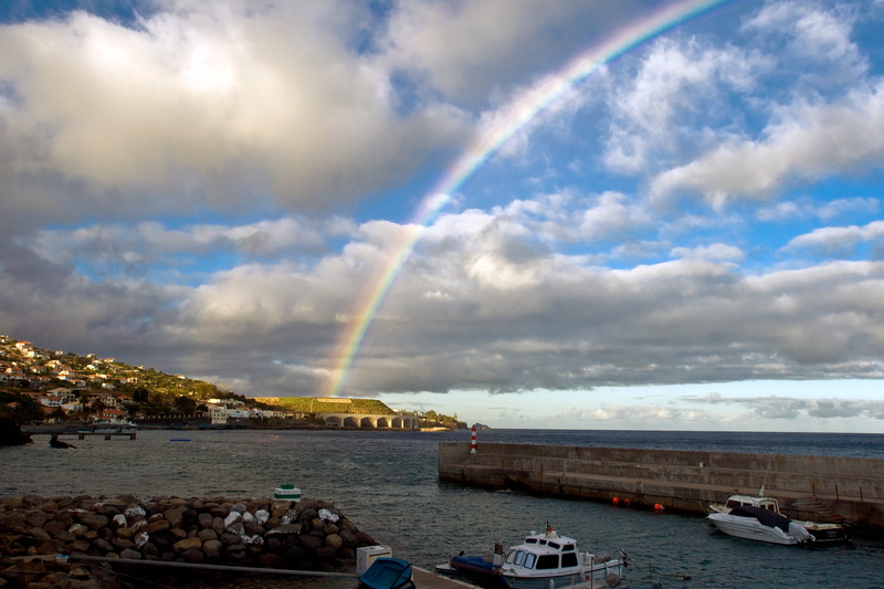 Active, double rainbow, transportation, city, scenics, no people, building exterior, active sheet, sea, coast line, Madeira, architecture, Sheet, day, beach