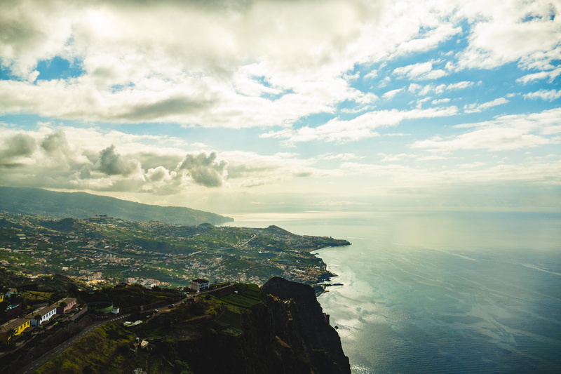 coast, câmara de lobos, coastline, aerial view, tranquility, day, architecture, city, cityscape, cabo girão skywalk, built structure, nature, sea, tranquil scene