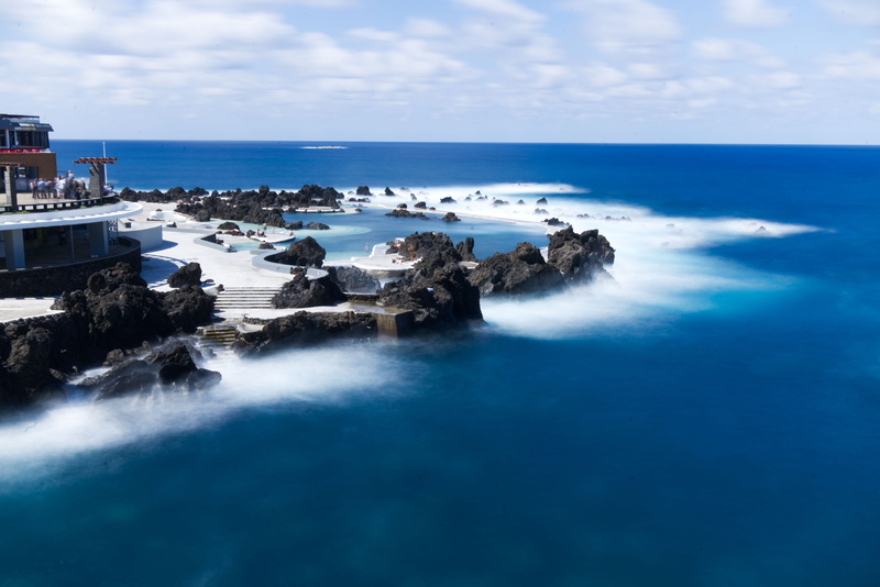 madeira, day, tranquility, beauty in nature, animal, boat, blue, cloud - sky, outdoors, ocean, nature, lava, water, waterfront, 8K, sky, horizon over water