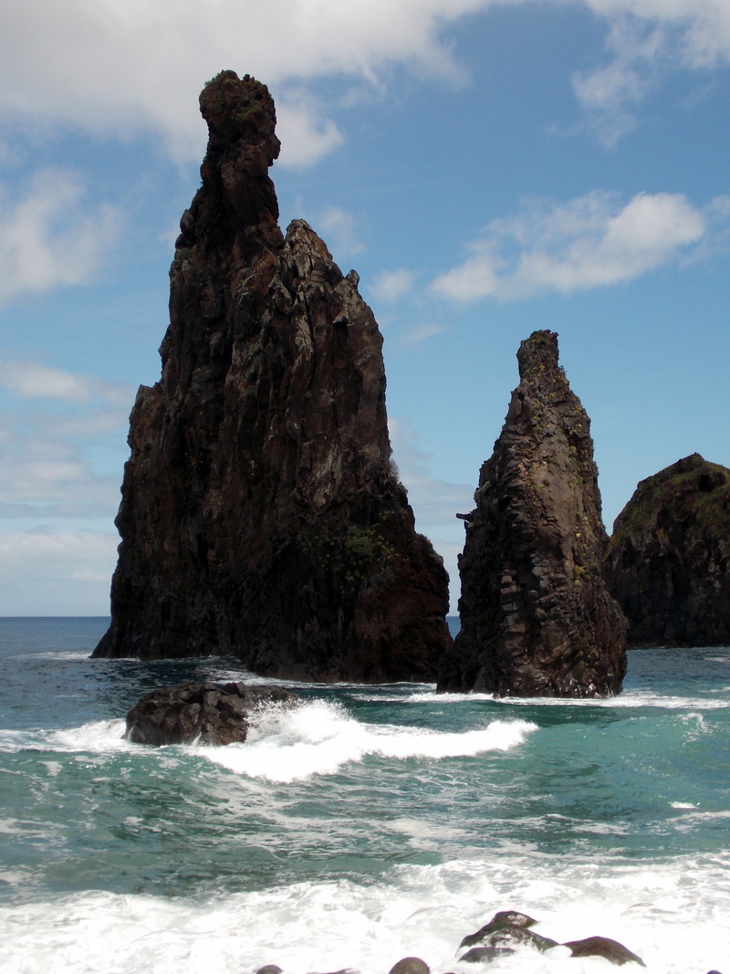 eroded, flower island, scenics - nature, sky, land, portugal, madeira, summer, motion, waters, stone beach, water, beach, 4K, rock formation, wave, cloud - sky