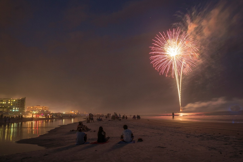 beach, Florida, Fireworks, Jacksonville, 1080P, Independence Day